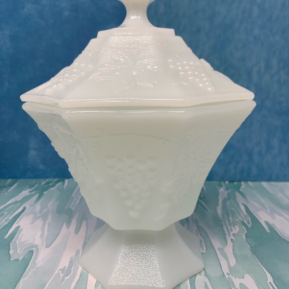 Fenton milk glass covered candy dish